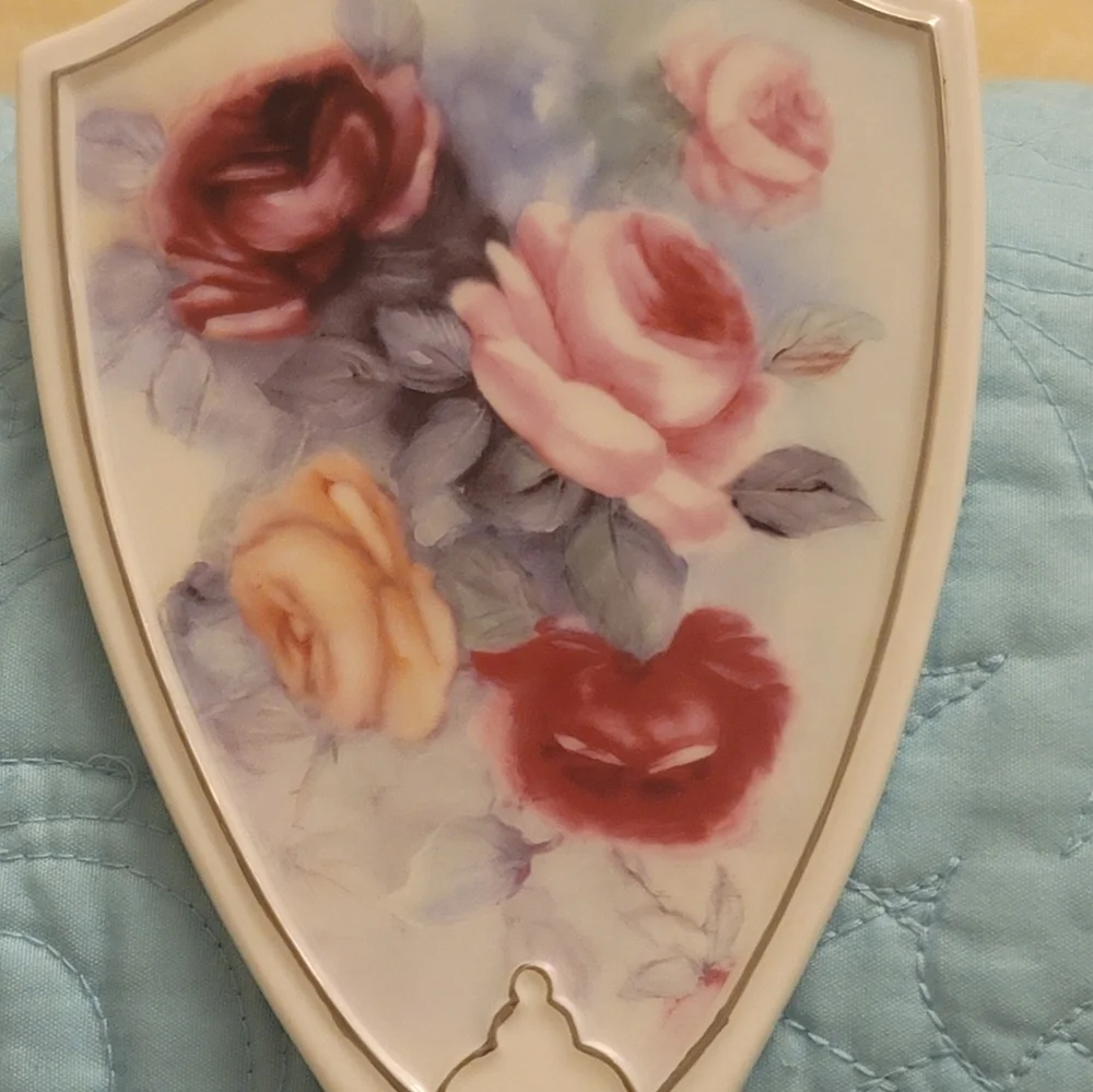 Avon Red and Pink Floral Vanity Mirror